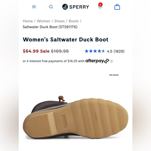 Sperry Women's Saltwater Duck Boot Tan/Dark Brown Size 10 - Picture 12 of 13